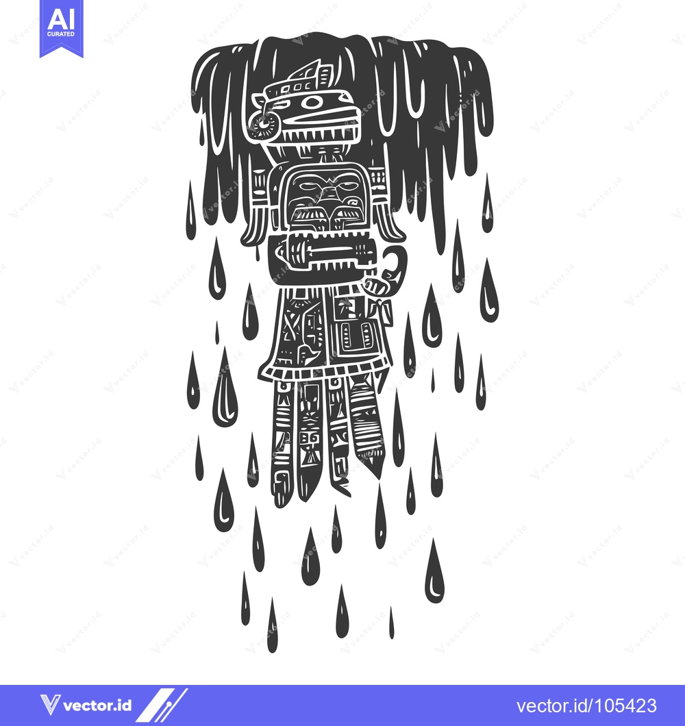 Premium Vector dari Stylized Indigenous Deity with Dripping Water Drops