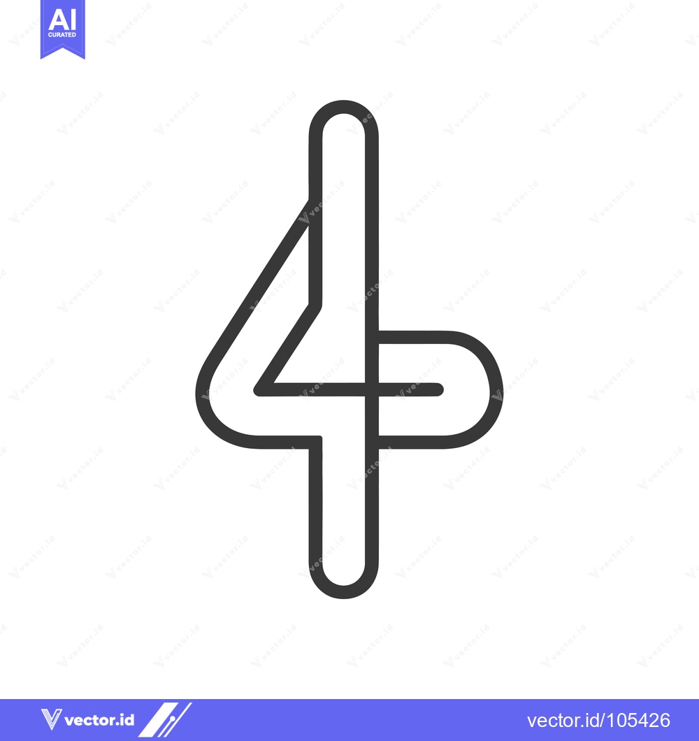Premium Vector dari Stylized Interlocking Number Four
