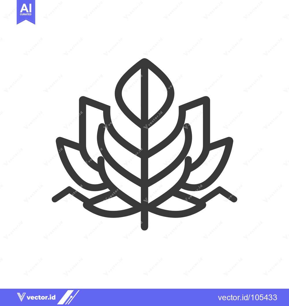 Premium Vector of Stylized Line Art Depiction of a Leaf with Lotus-Like Petals