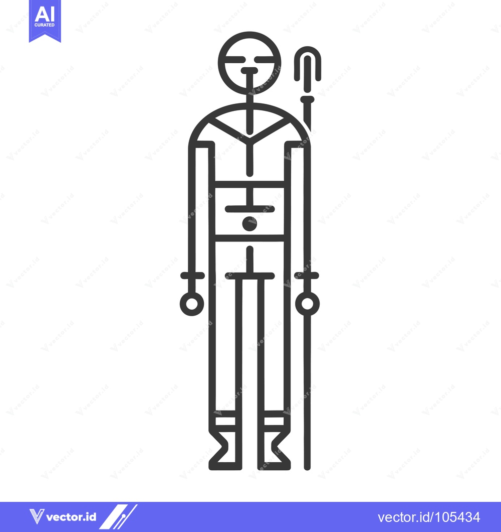 Premium Vector dari Stylized Line Art Depiction of a Person Holding a Staff