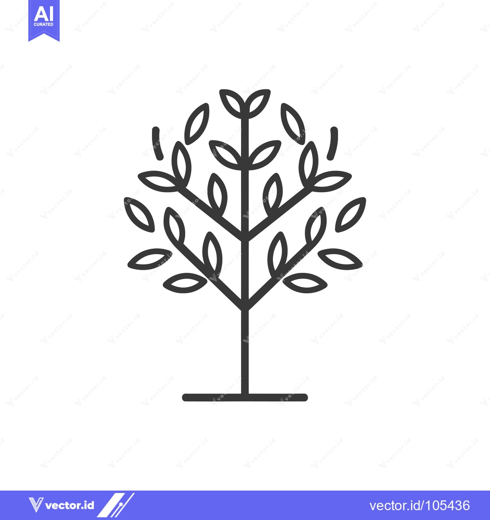 Premium Vector of Stylized Line Art Depiction of a Tree with Lush Foliage
