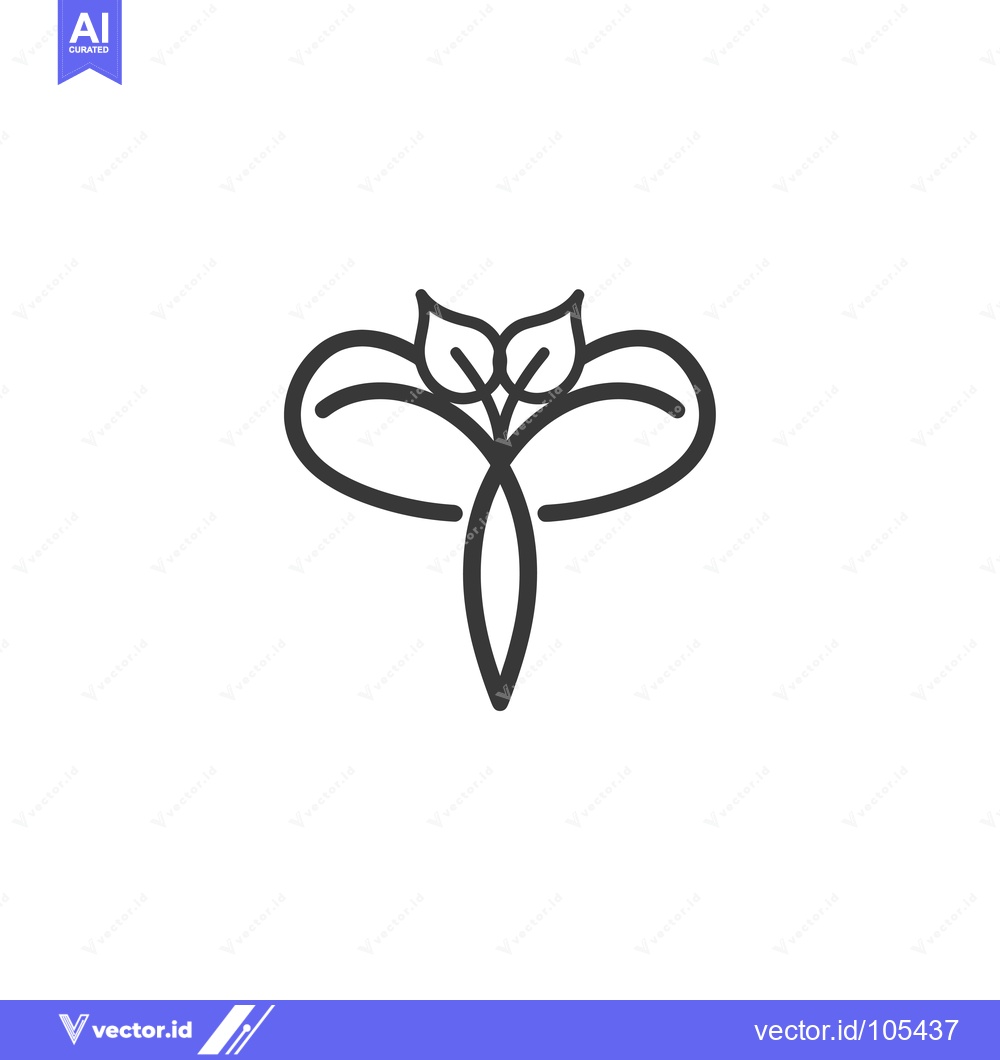 Premium Vector of Stylized Line Art Drawing of a Plant with Two Leaves