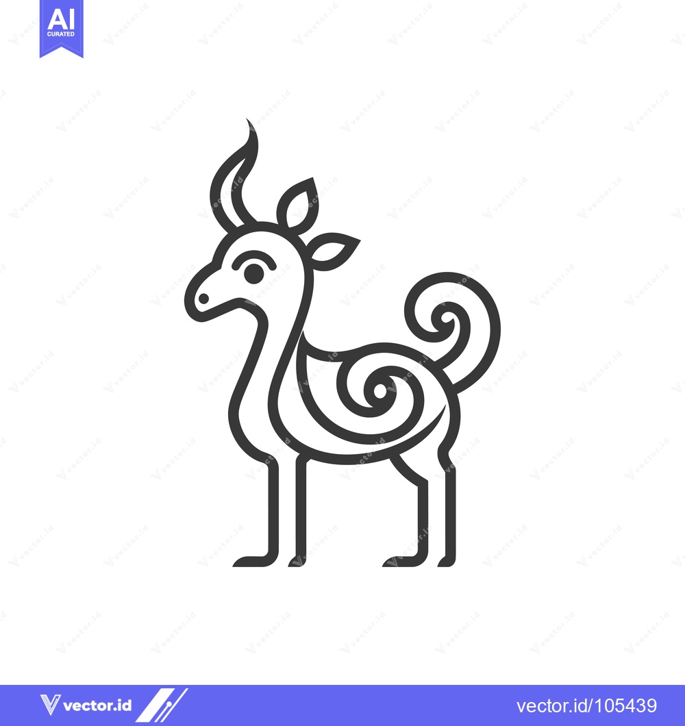 Premium Vector dari Stylized Line Art Illustration of a Deer with Swirling Patterns