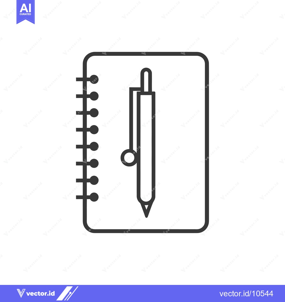 Premium Vector of A Black and White Line Drawing of a Notepad and Pen