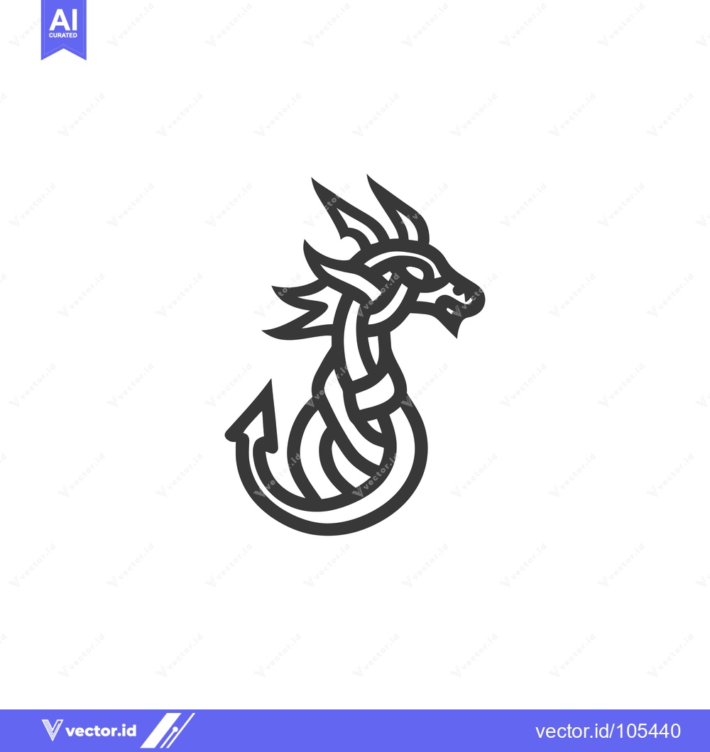 Premium Vector of Stylized Line Art Illustration of a Dragon