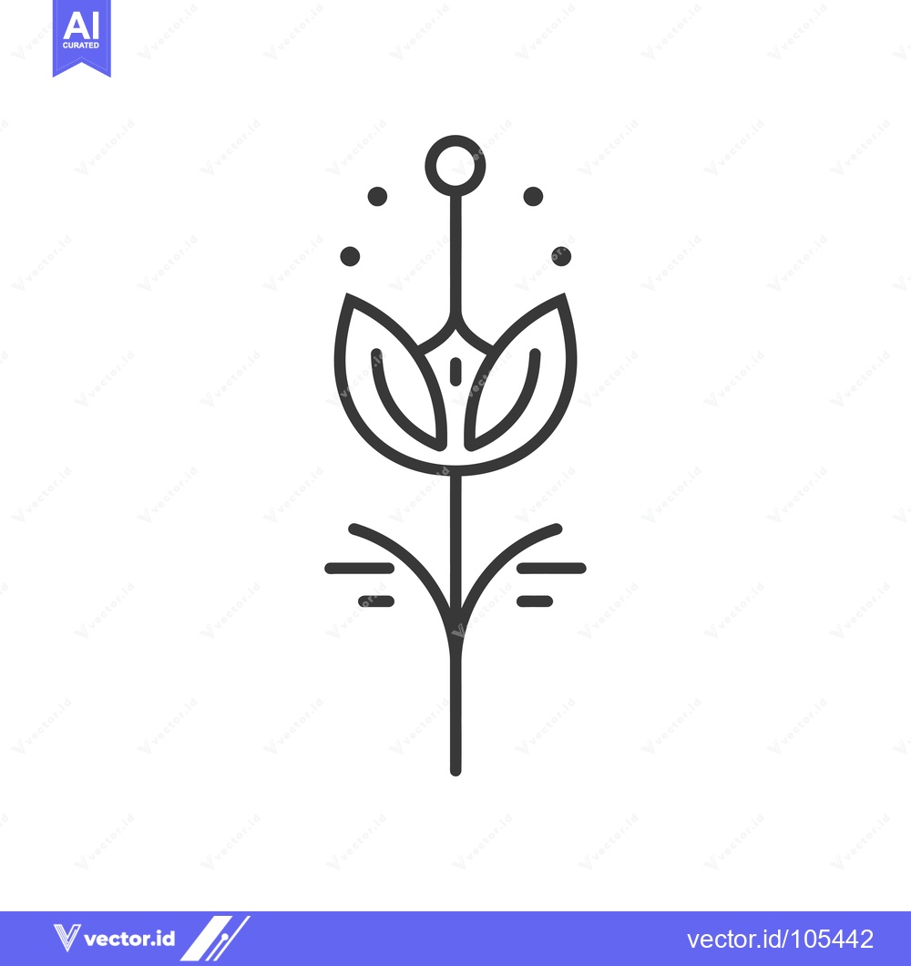 Premium Vector dari Stylized Line Art Illustration of a Flower with Petals and Stem