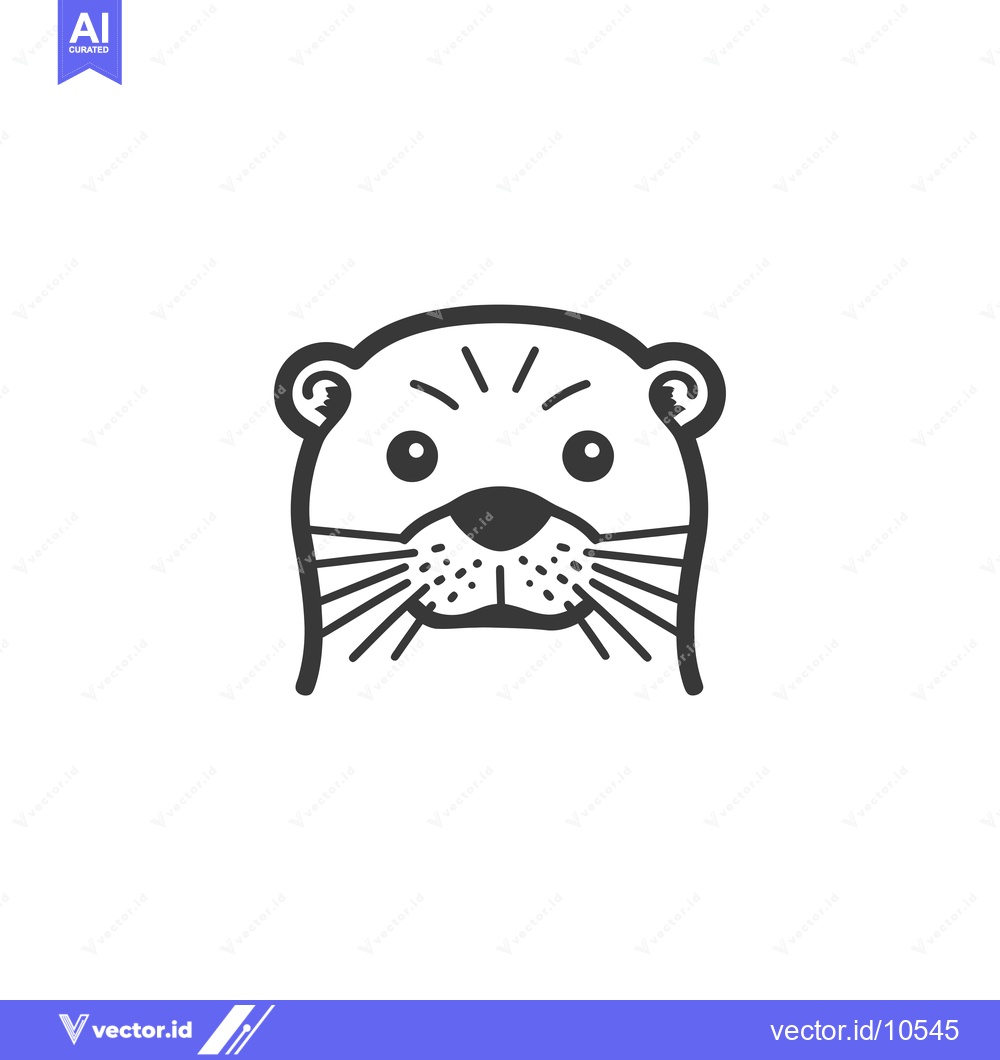 Premium Vector dari A black and white line drawing of an otter's face