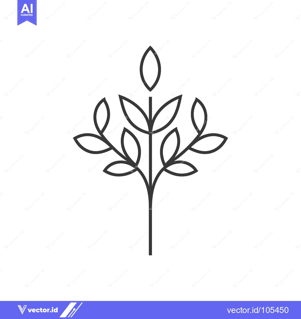 Premium Vector of Stylized Line Art Illustration of a Plant with Five Leaves