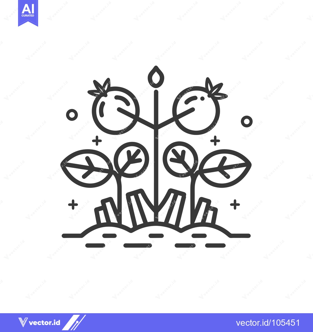 Premium Vector dari Stylized Line Art Illustration of a Plant with Four Fruits