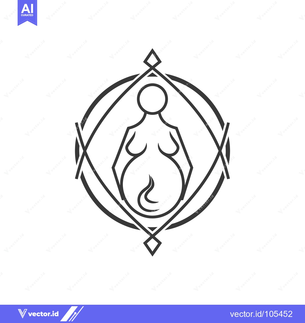 Premium Vector of Stylized Line Art Illustration of a Pregnant Woman