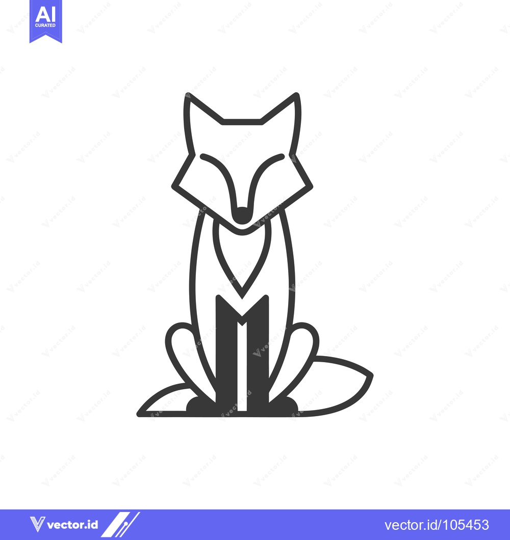 Premium Vector of Stylized Line Art Illustration of a Sitting Fox
