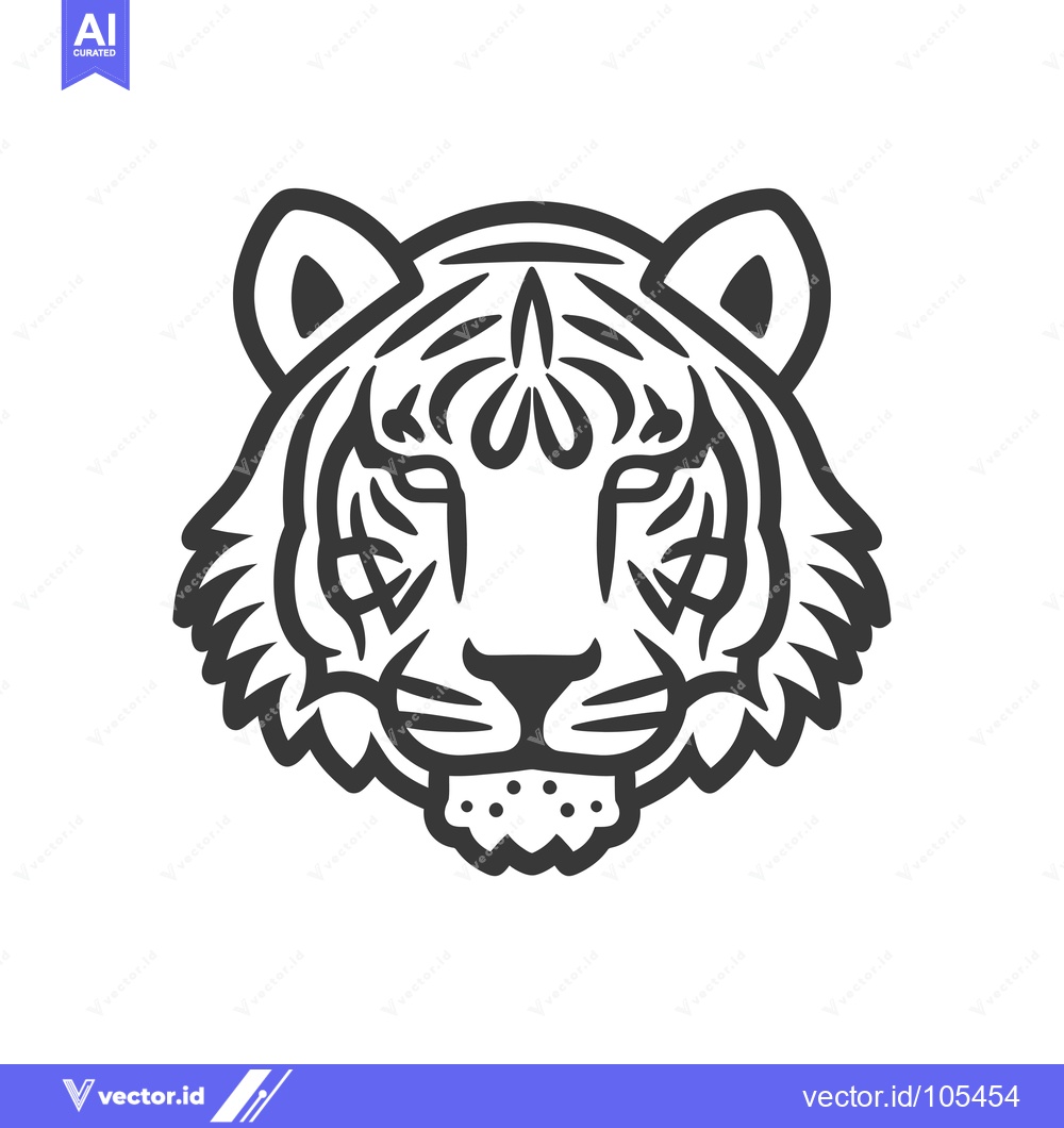 Premium Vector dari Stylized Line Art Illustration of a Tiger's Face