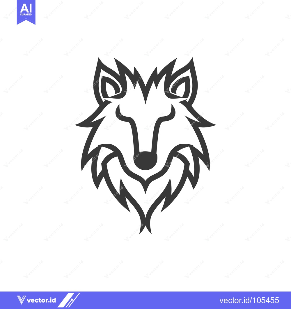 Premium Vector dari Stylized Line Art Illustration of a Wolf's Head