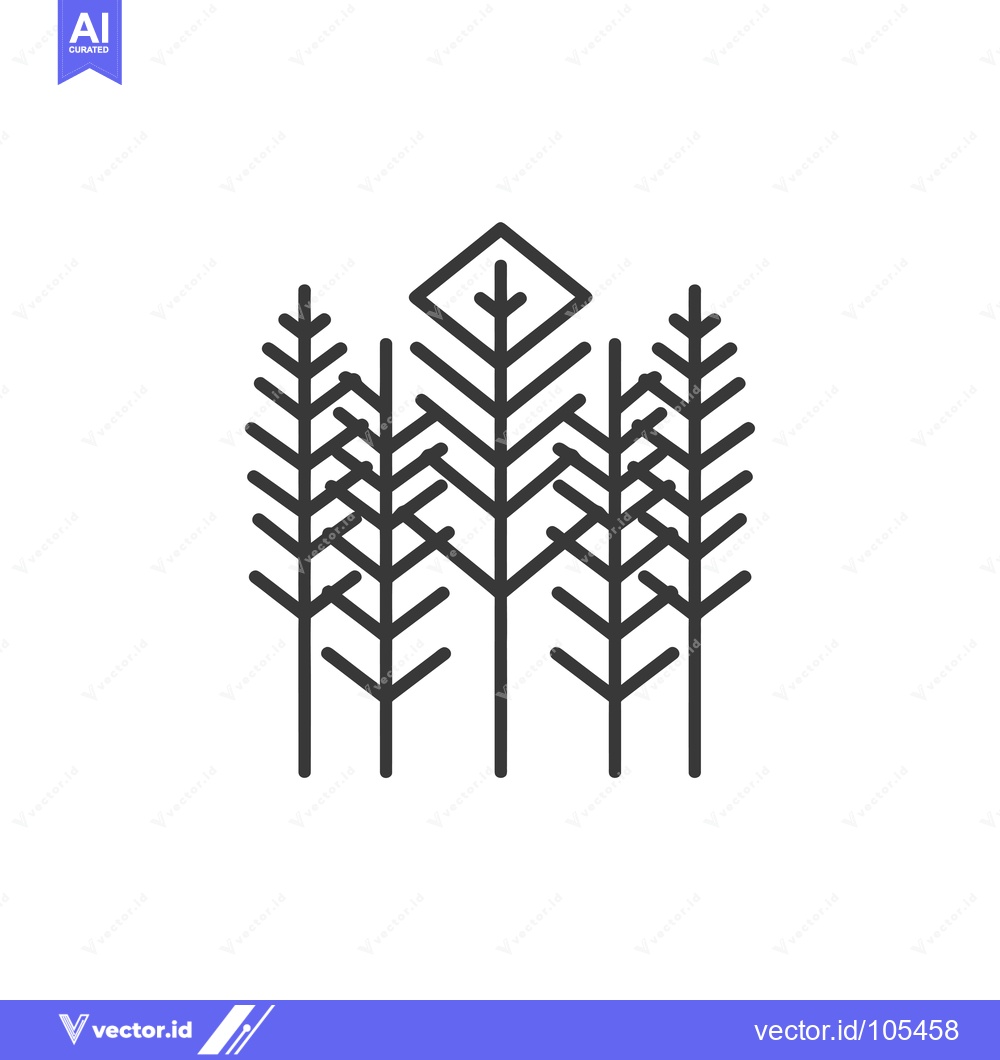 Premium Vector dari Stylized Line Art Illustration of Three Trees with a Geometric Top