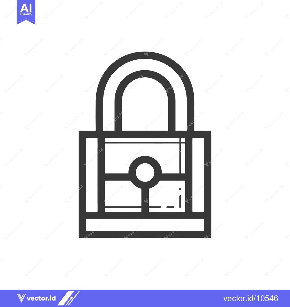 Premium Vector of A black and white line drawing of a padlock