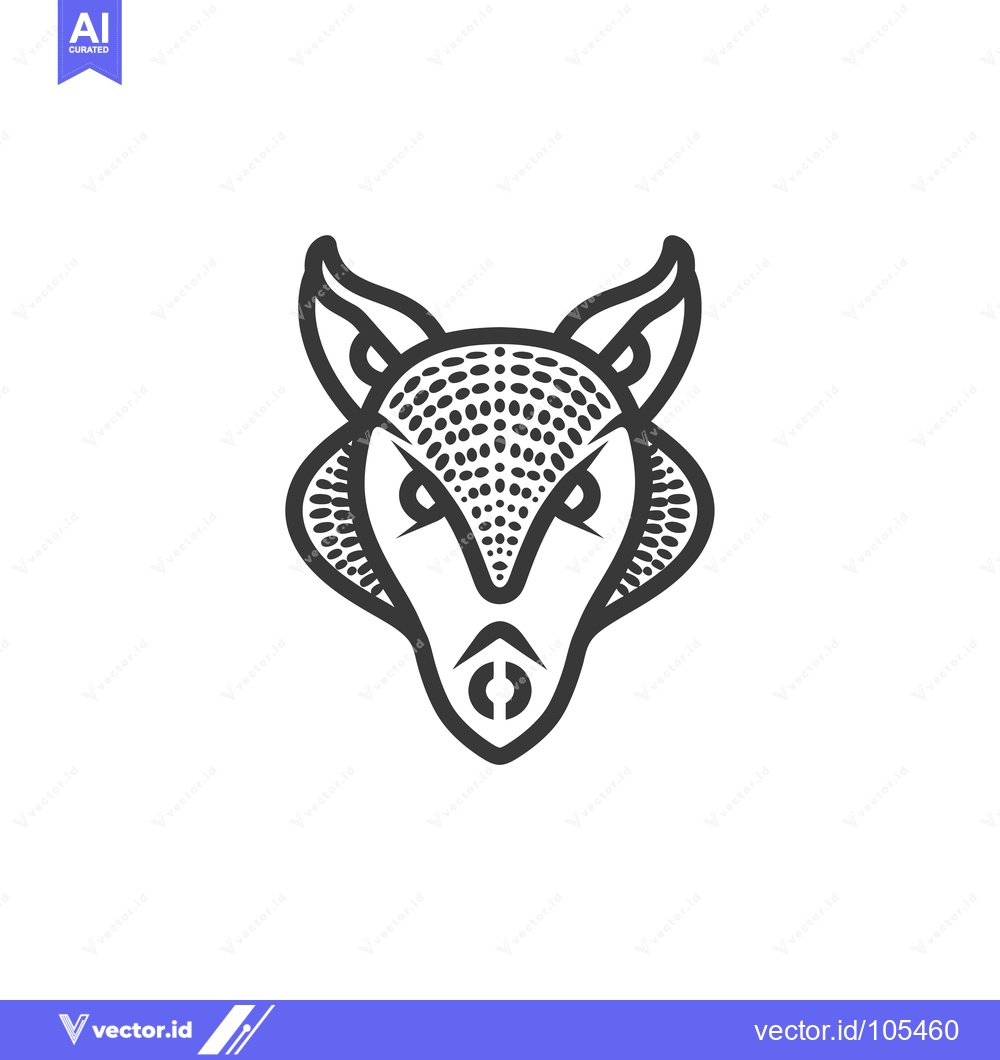 Premium Vector dari Stylized Line Art of a Fox Head with Dotted Pattern