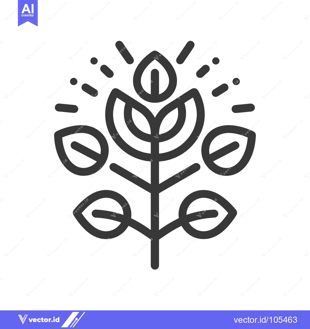 Premium Vector of Stylized Line Art Representation of a Plant with Five Leaves and a Ste