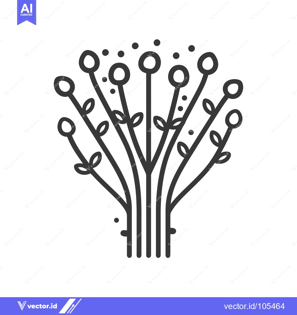 Premium Vector of Stylized Line Drawing of a Blooming Flower Branch