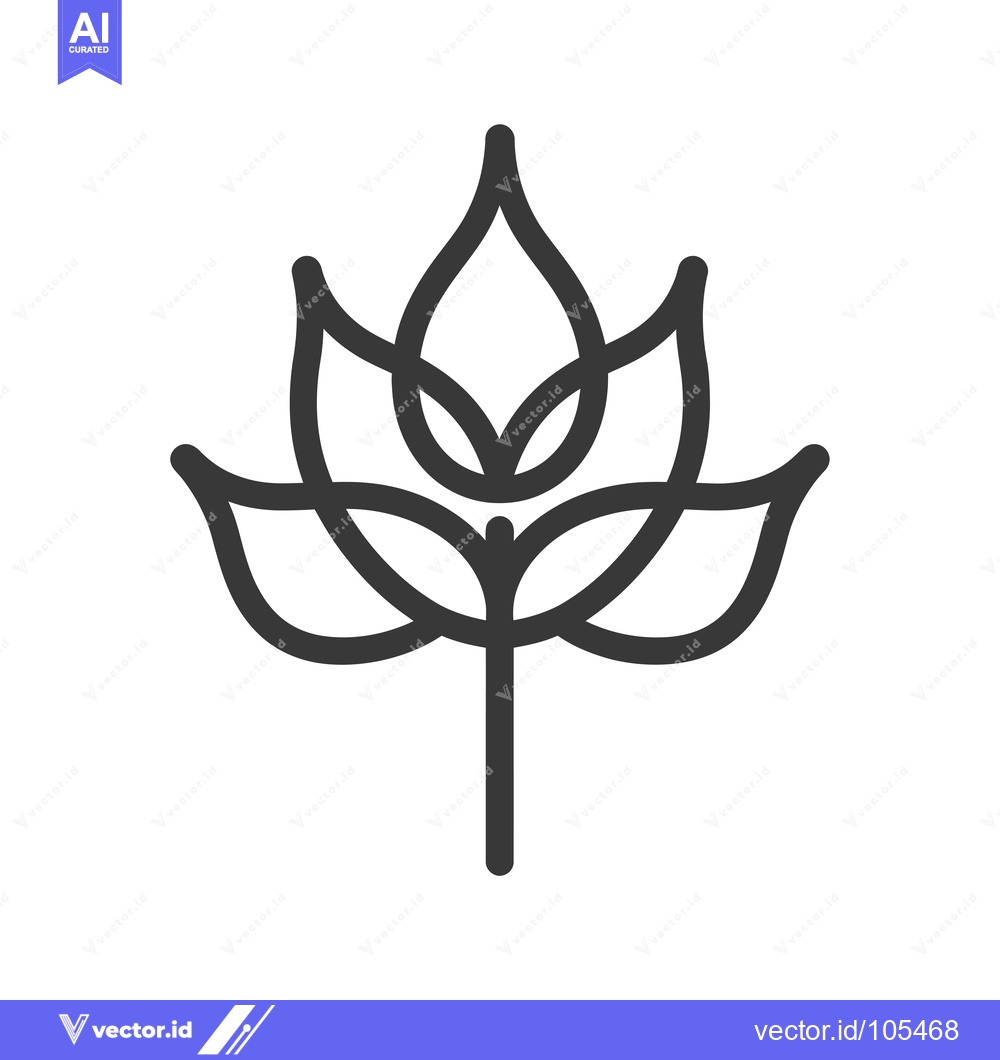 Premium Vector of Stylized Line Drawing of a Flower with Five Petals and a Stem