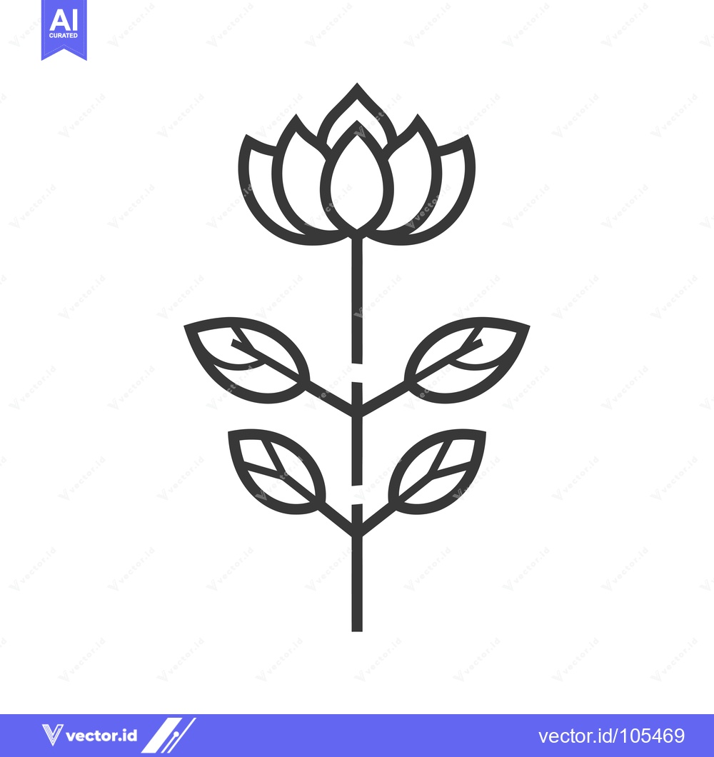 Premium Vector of Stylized Line Drawing of a Flower with Four Leaves