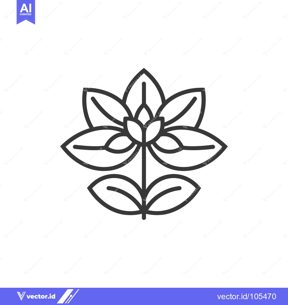 Premium Vector of Stylized Line Drawing of a Flower with Six Petals
