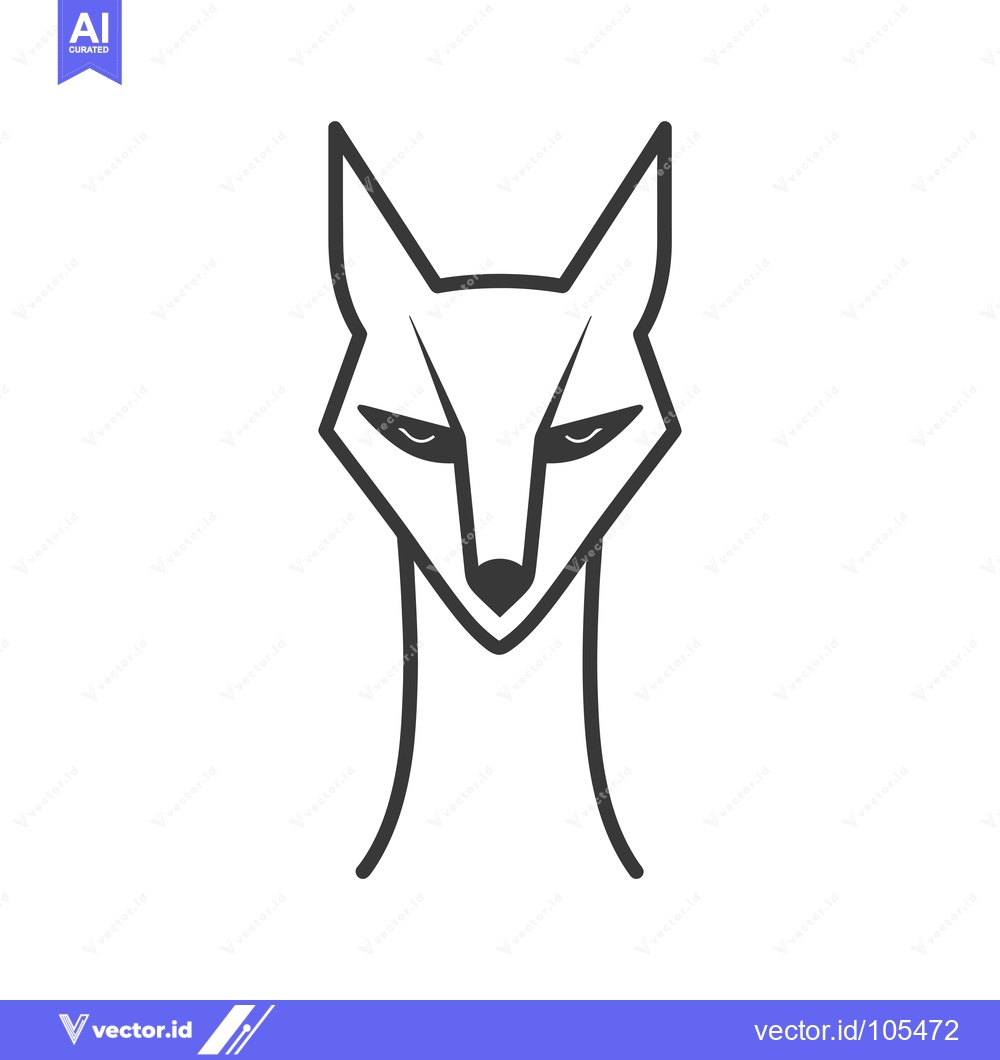 Premium Vector of Stylized Line Drawing of a Fox's Head Facing Forward