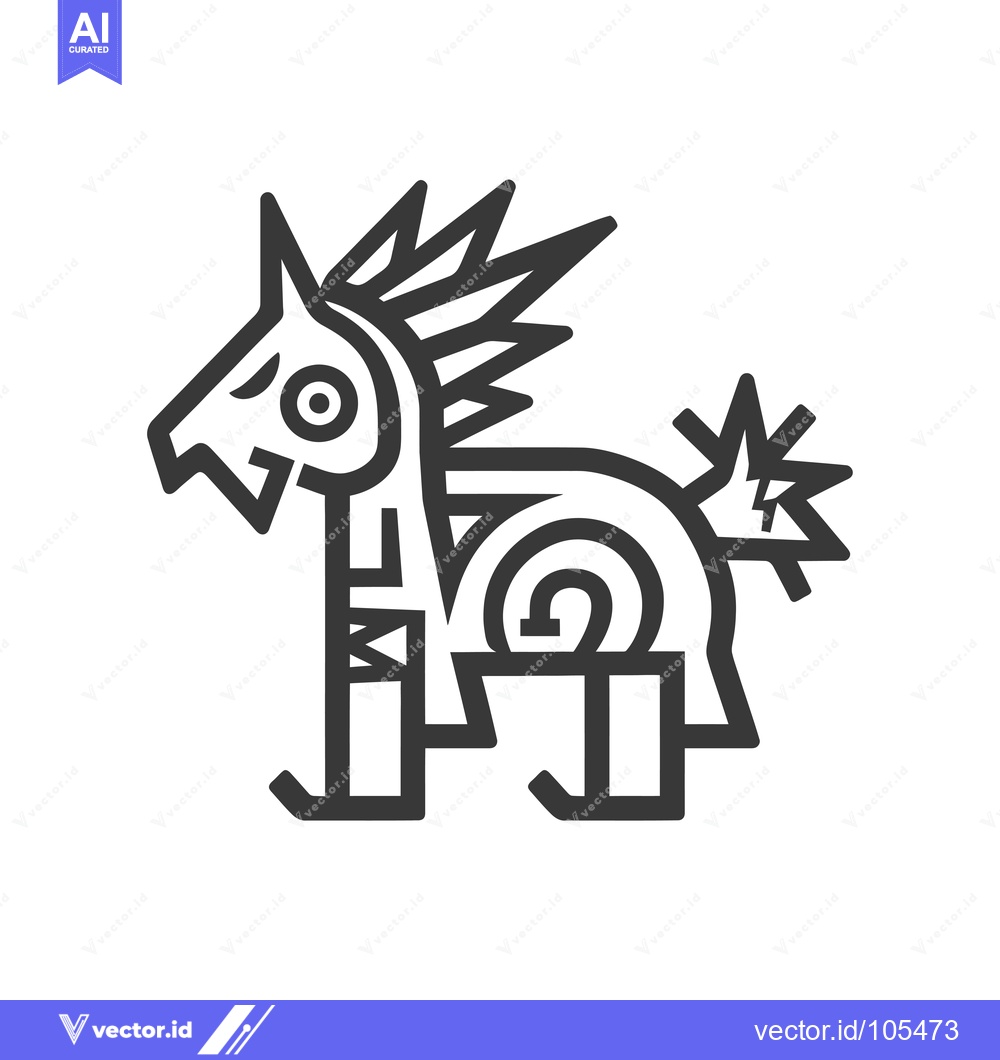 Premium Vector dari Stylized Line Drawing of a Horse with Geometric Patterns
