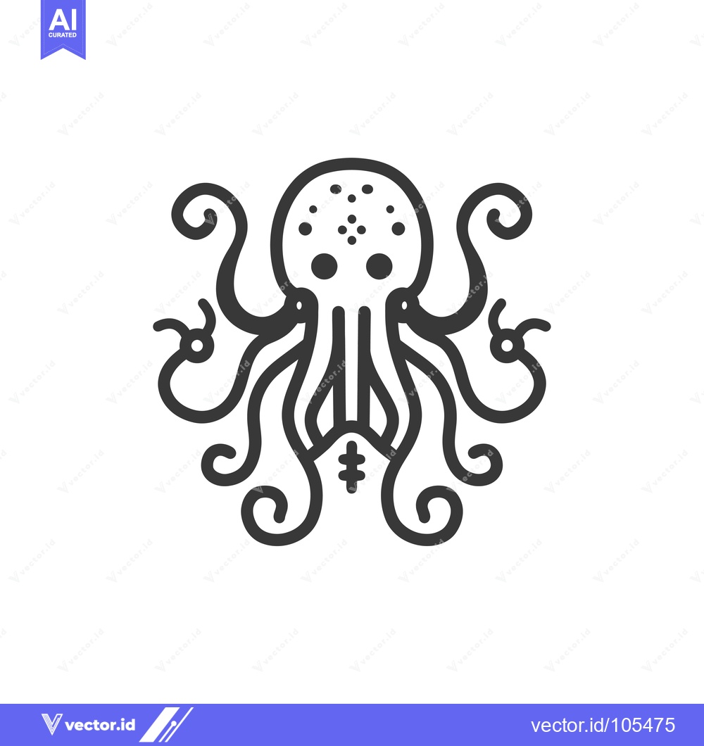 Premium Vector dari Stylized Line Drawing of an Octopus with Circular Patterns