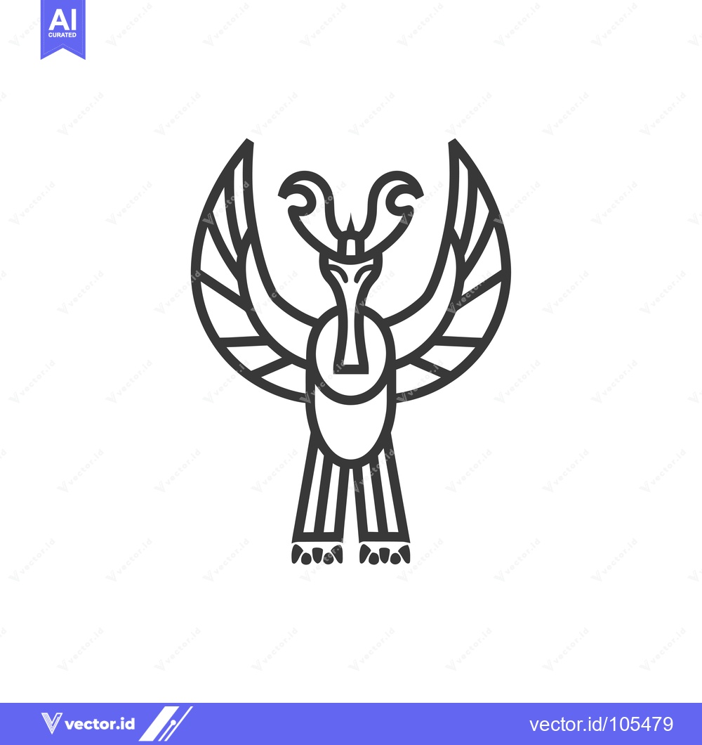 Premium Vector dari Stylized Line Drawing of a Winged Creature with a Crown
