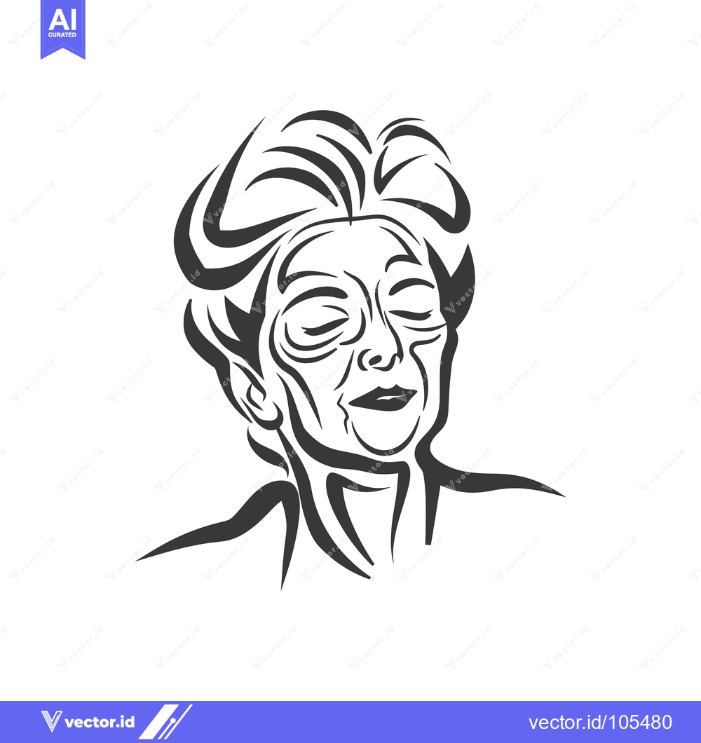 Premium Vector of Stylized Line Drawing of a Woman's Face with Closed Eyes
