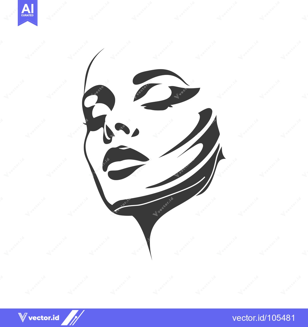 Premium Vector dari Stylized Line Drawing of a Woman's Face with Closed Eyes
