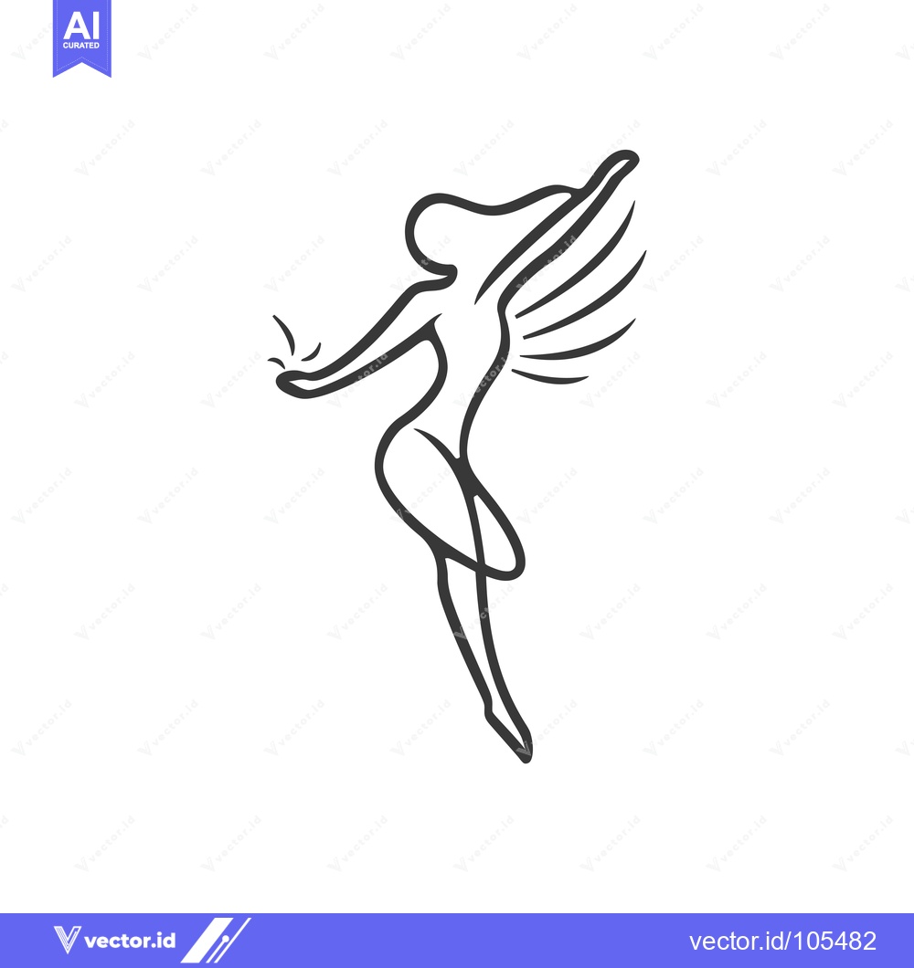 Premium Vector dari Stylized Line Drawing of a Woman with Wings