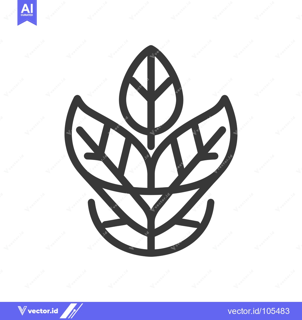 Premium Vector dari Stylized Line Drawing of Three Intertwined Leaves