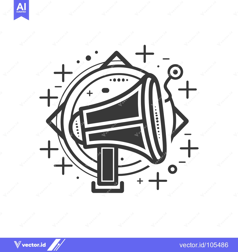 Premium Vector dari Stylized Megaphone Surrounded by Geometric Shapes and Plus Signs
