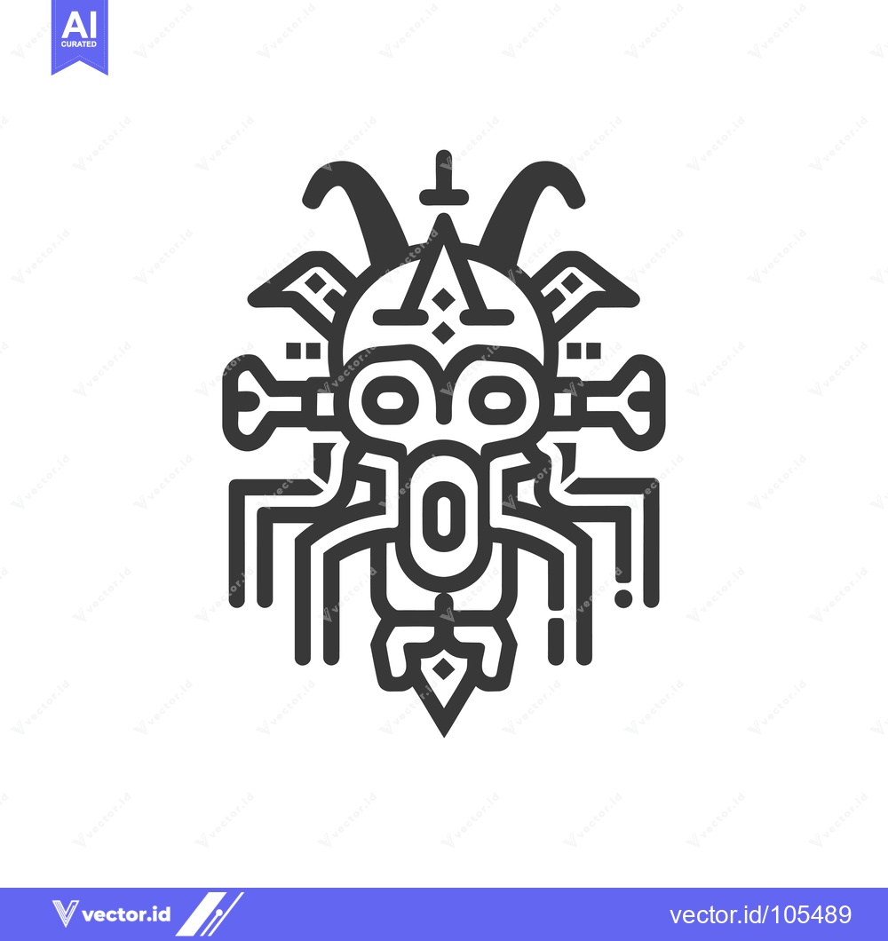 Premium Vector dari Stylized Outline Illustration of a Tribal Mask