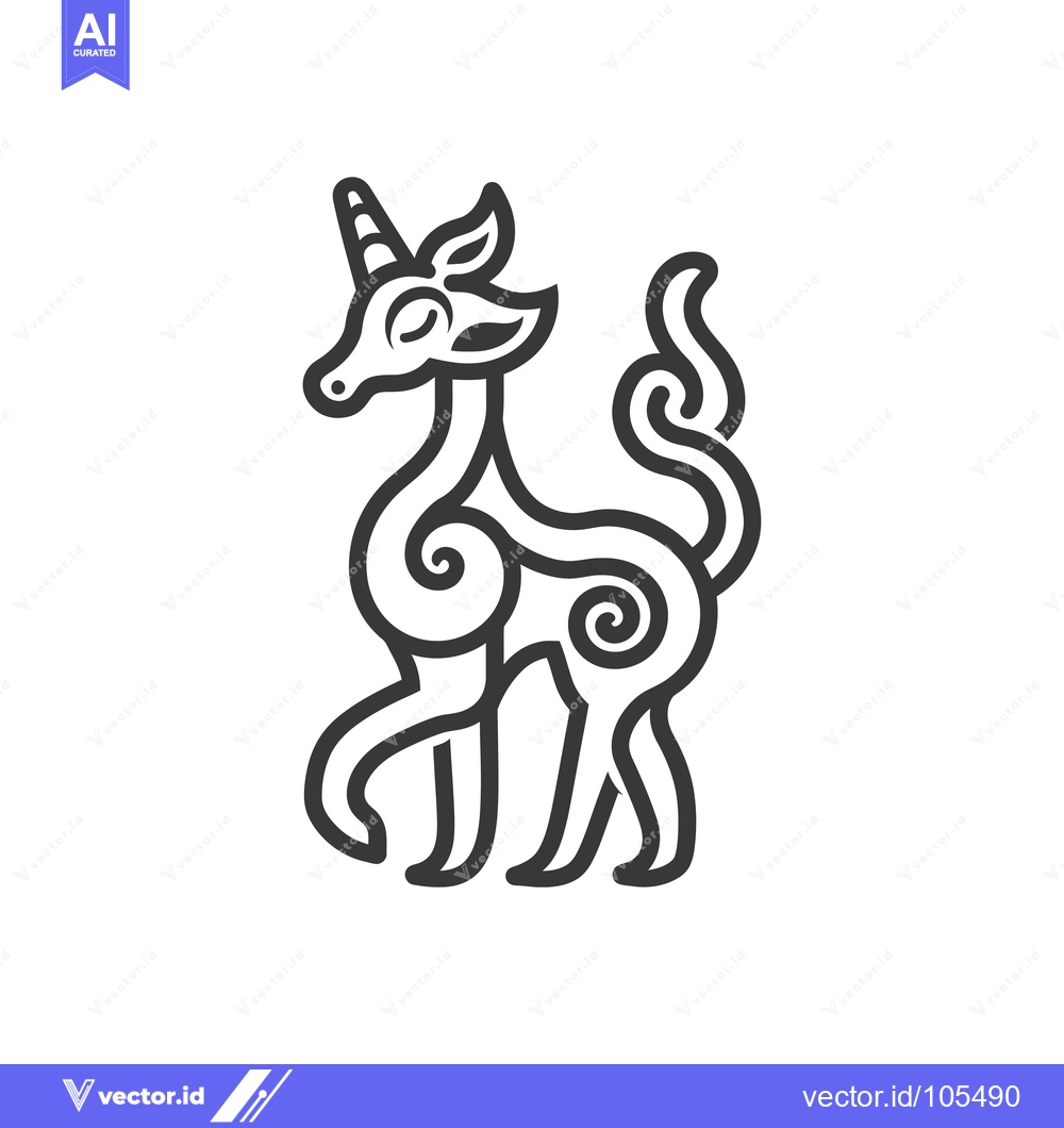 Premium Vector of Stylized Outline Illustration of a Unicorn