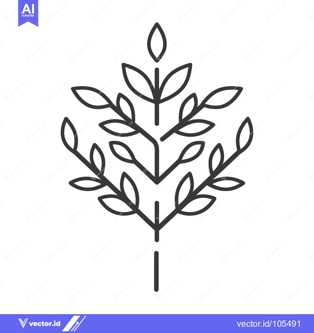 Premium Vector of Stylized Outline of a Branch with Leaves