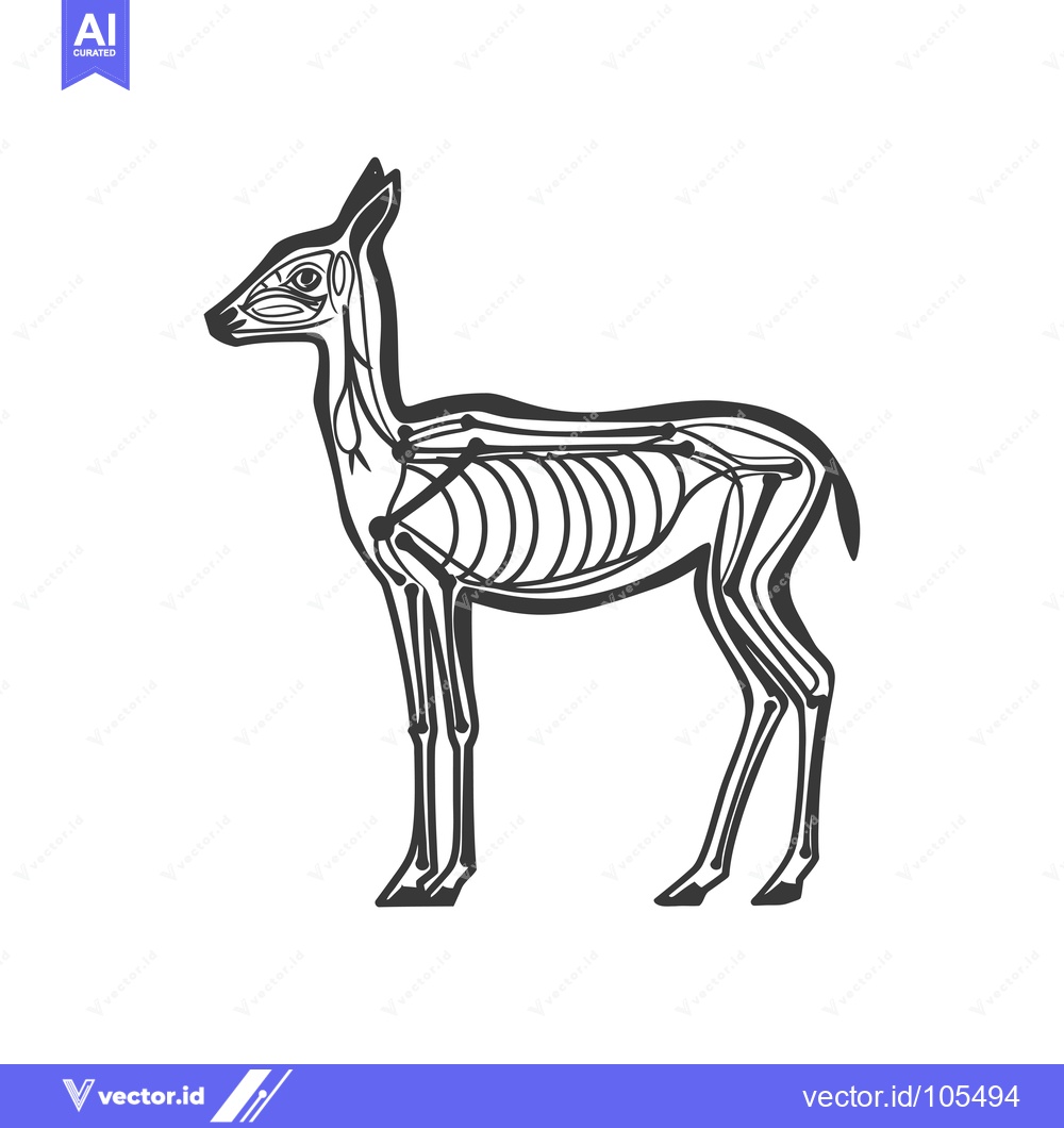 Premium Vector dari Stylized Outline of a Deer Skeleton