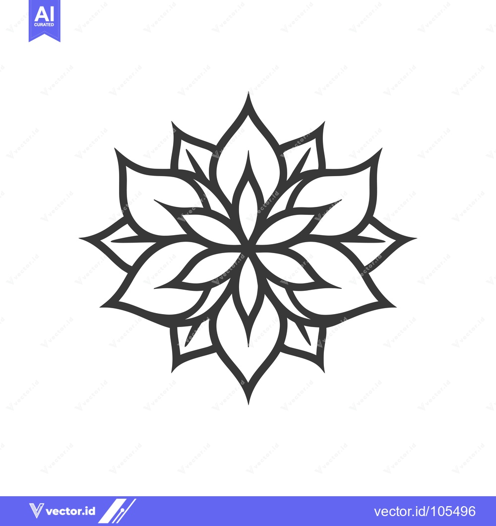 Premium Vector of Stylized Outline of a Flower with 12 Petals