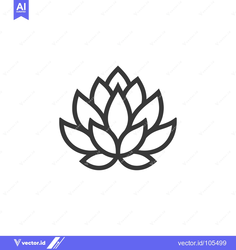 Premium Vector dari Stylized Outline of a Lotus Flower