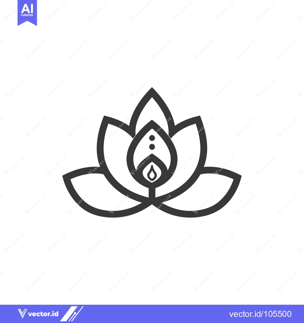 Premium Vector of Stylized Outline of a Lotus Flower