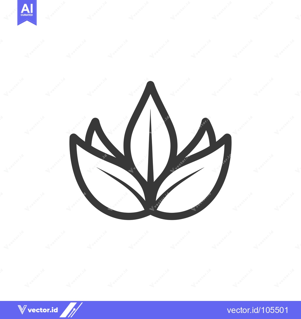 Premium Vector dari Stylized Outline of a Lotus Flower with Five Petals
