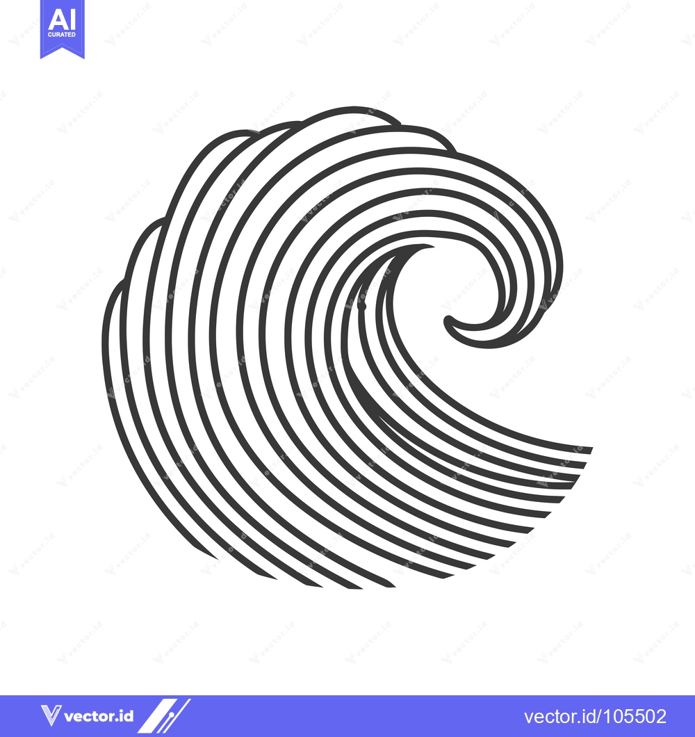 Premium Vector dari Stylized Outline of a Single Ocean Wave