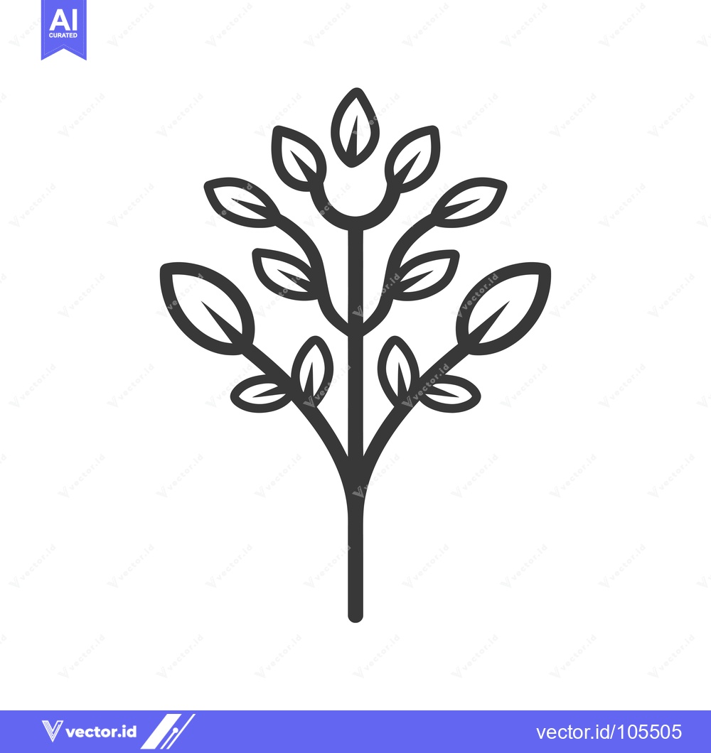 Premium Vector of Stylized Outline of a Tree with Many Branches and Leaves