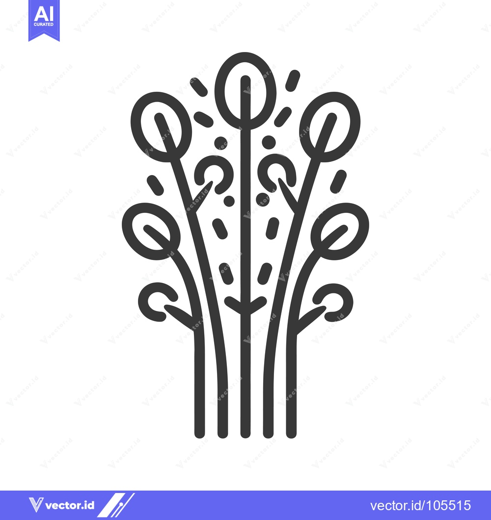 Premium Vector of Stylized Plant with Multiple Stems and Round Flowers