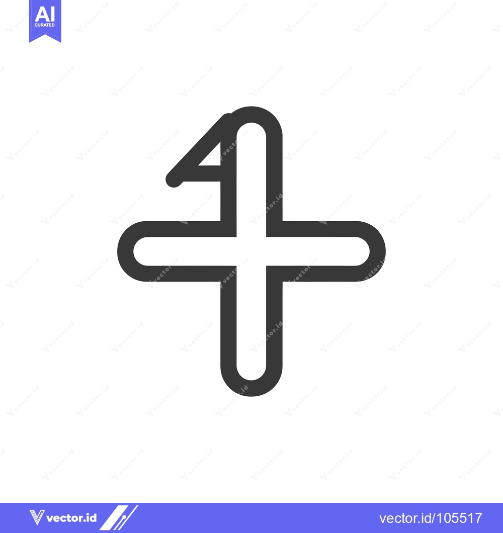 Premium Vector of Stylized Plus Sign with Curved Line at Top