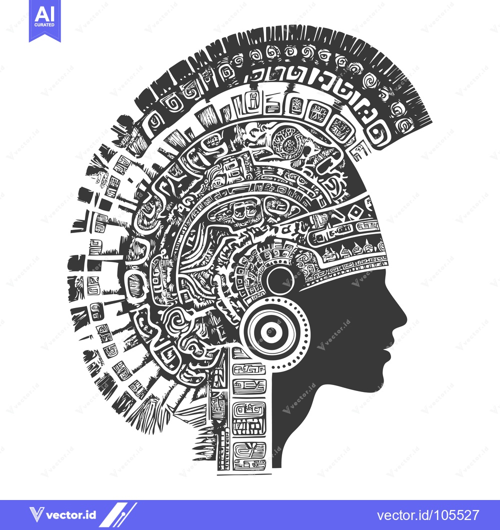 Premium Vector of Stylized Profile of a Person with Ornate Headwear