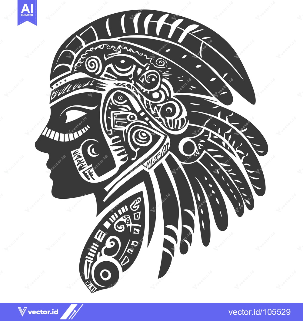 Premium Vector dari Stylized Profile of a Woman with Ornate Headwear