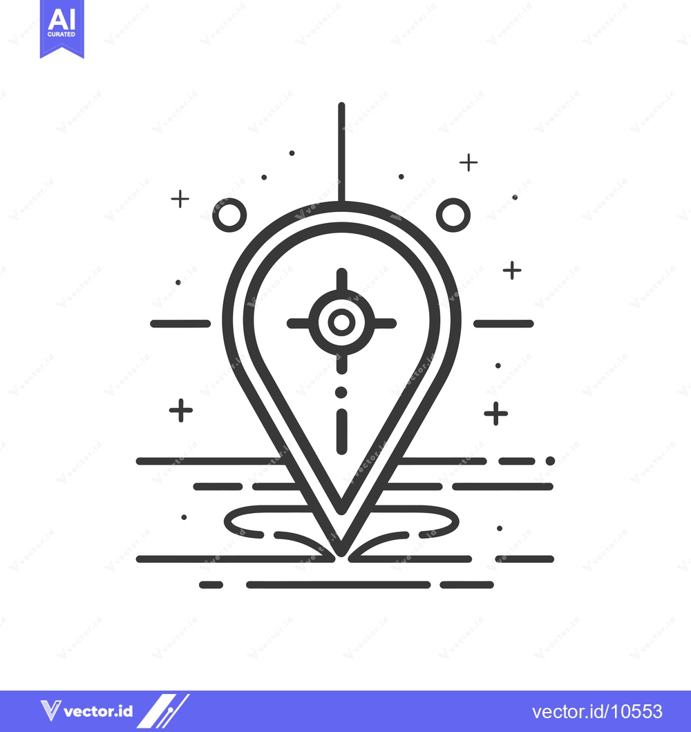 Premium Vector of A Black and White Line Drawing of a Pin with a Target Inside