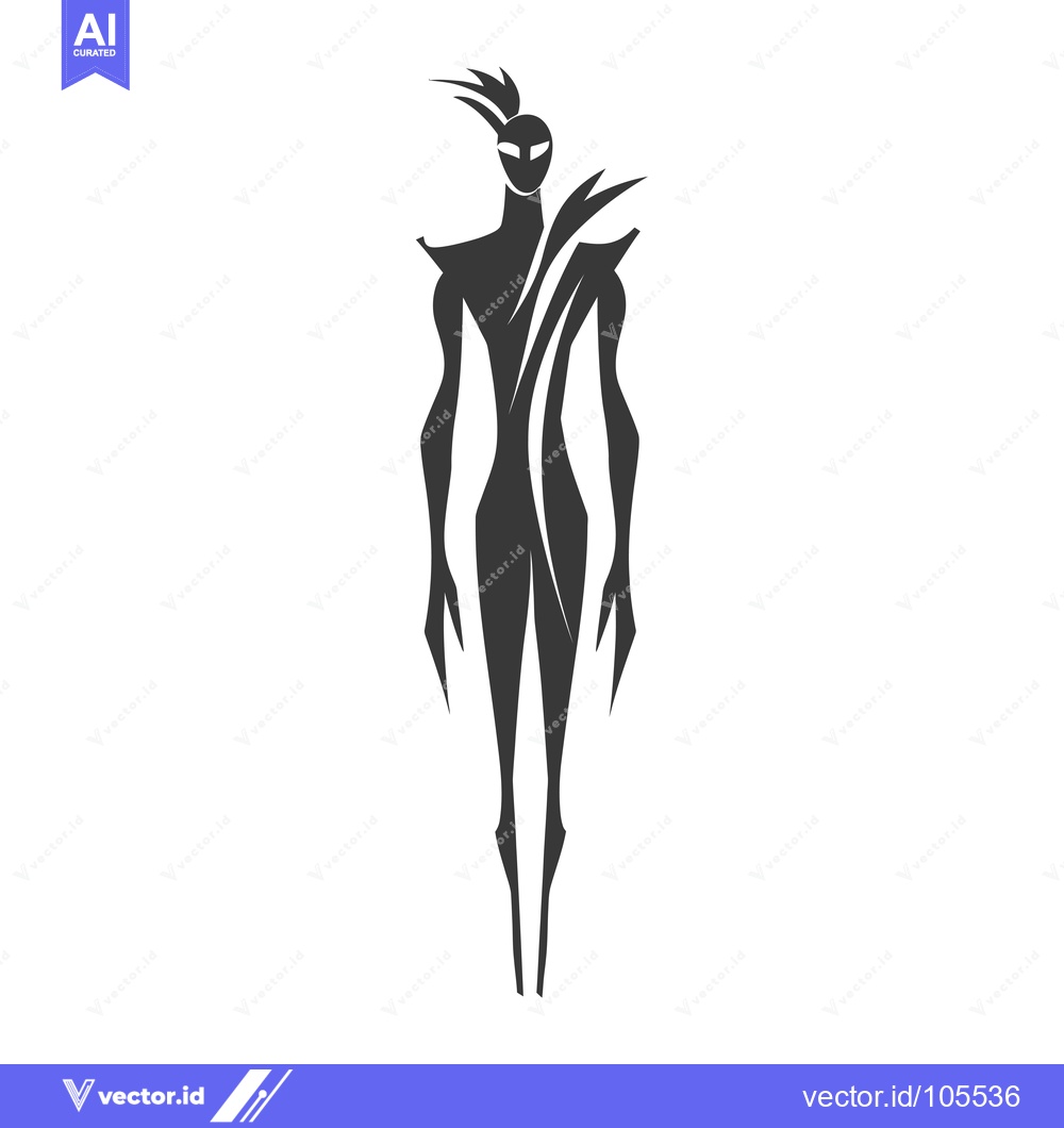 Premium Vector dari Stylized Silhouette of a Humanoid Figure with Spiky Hair